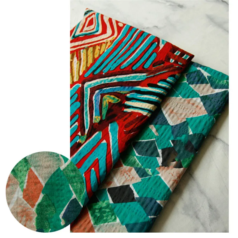 Хлопчатобумажная ткань KDF2 в полоску/горошек/геометрический принт летнее платье