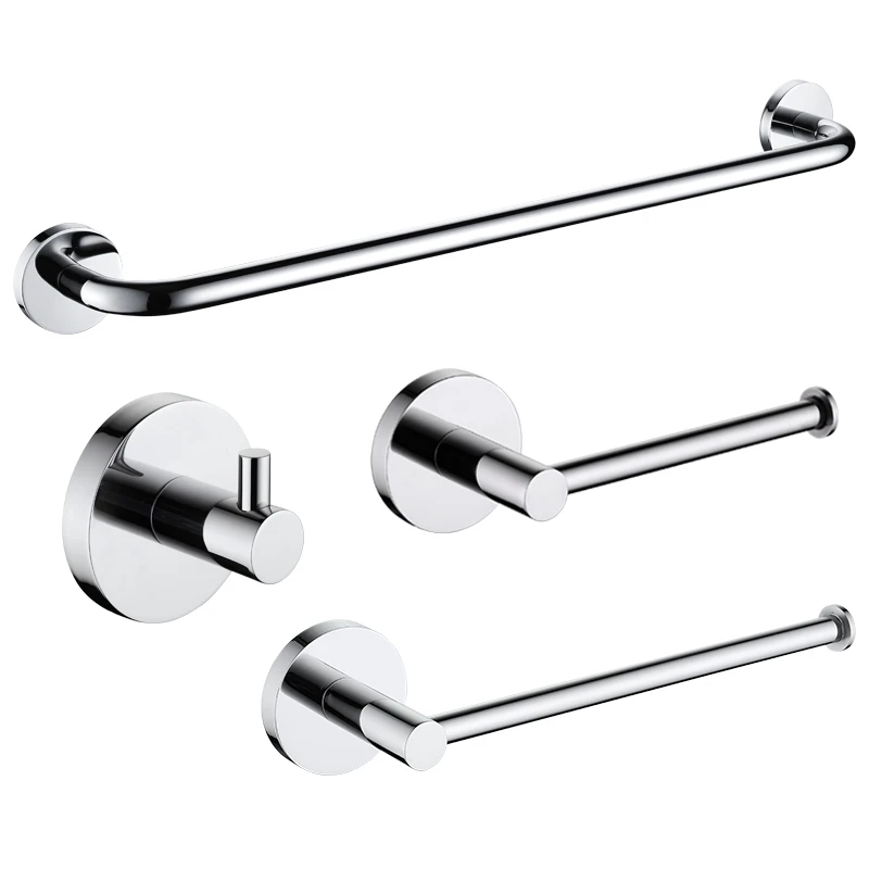 Набор из 4 предметов для ванной комнаты матовый никель нержавеющая сталь круглая