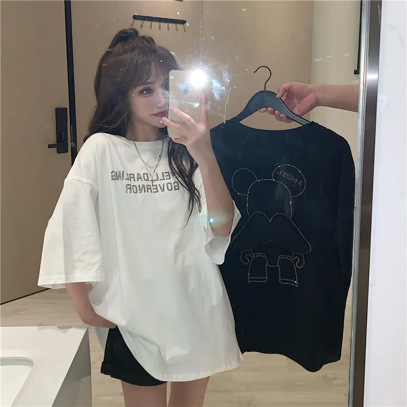 Тяжелая вышивка горячей бурения задняя футболка с крылышками для 2021 женская