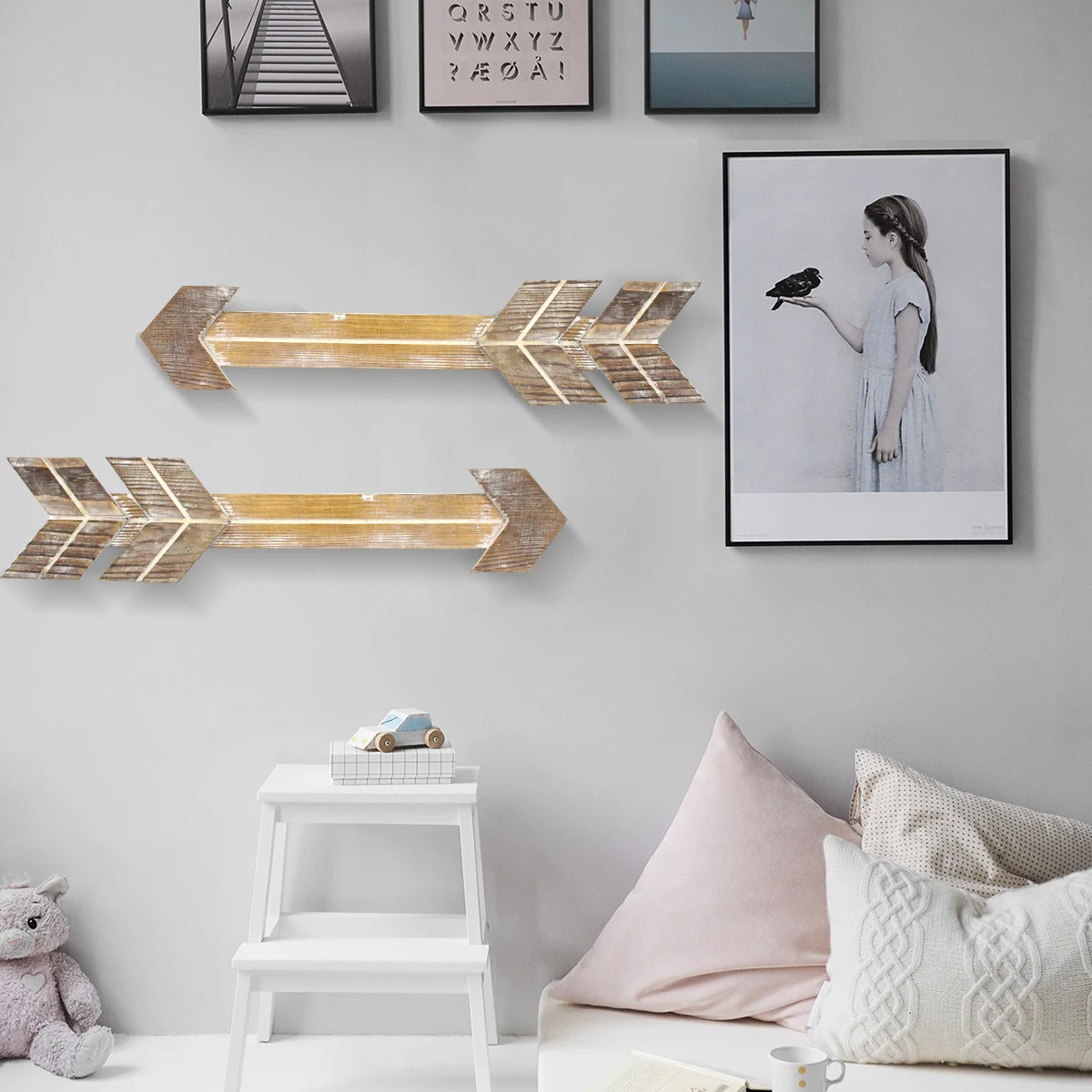 Деревенский деревянный знак со стрелками 1 шт. Декор настенное искусство стрелки