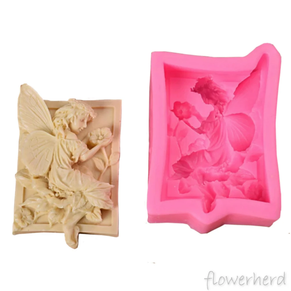 Фея Ангел силиконовые формы в виде цветка 3D полимерной глины мыло DIY ручной