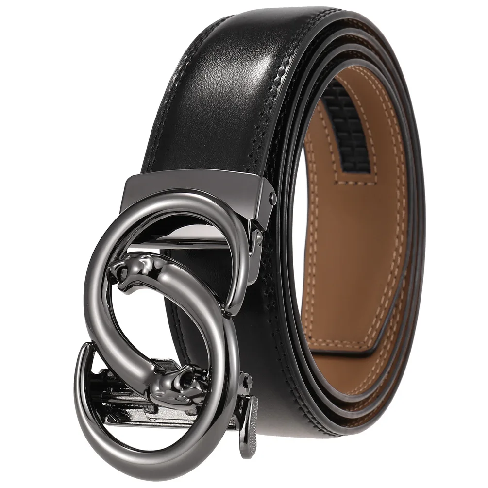 New Leather Belts for Men 3.5cm Fashion Automatic Buckle Leather Belt Men's Belts LY136-23280-1 Men Luxury Designer Brand