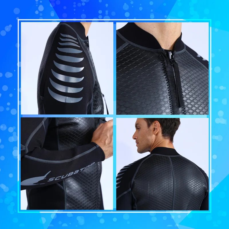 

2MM Men Neoprene Cold Water Scuba Snorkeling Spearfishing Diving Jacket One Piece Triathlon Wet Suit Surfing Swim Tops Coat