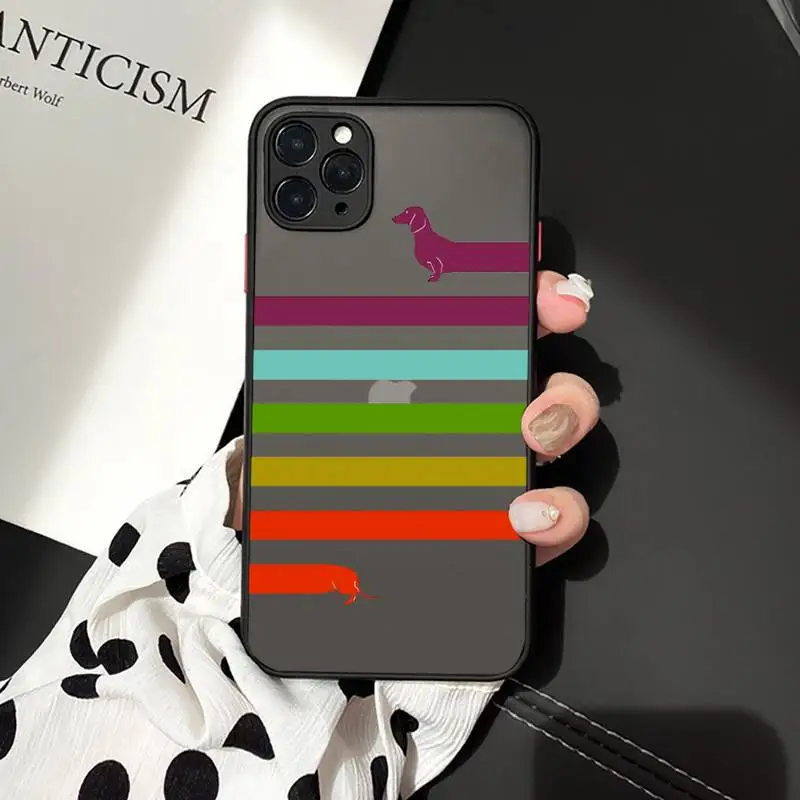 

Dachshund cute cartoon dog luxury Phone Cases funda matte transparent For iphone 7 8 11 12 plus mini x xs xr pro max cover