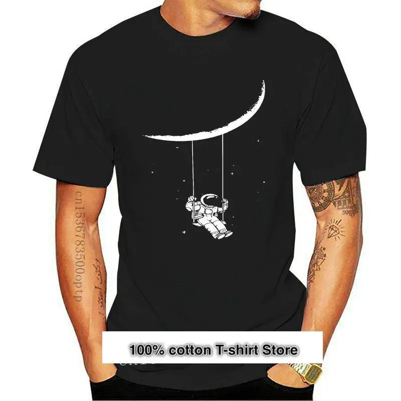 

Camiseta de astronauta para hombre, camisa con cuello redondo, Swing de Luna, Hip-Hop, moda espacial, 2021, 2021, 2021