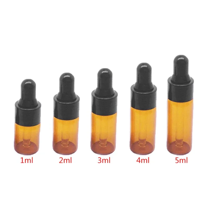 

10pcs Amber Glass Dropper Bottles With Black Cap for Essential Oil Perfume Sample Bottle Aromatherapy Fashion
