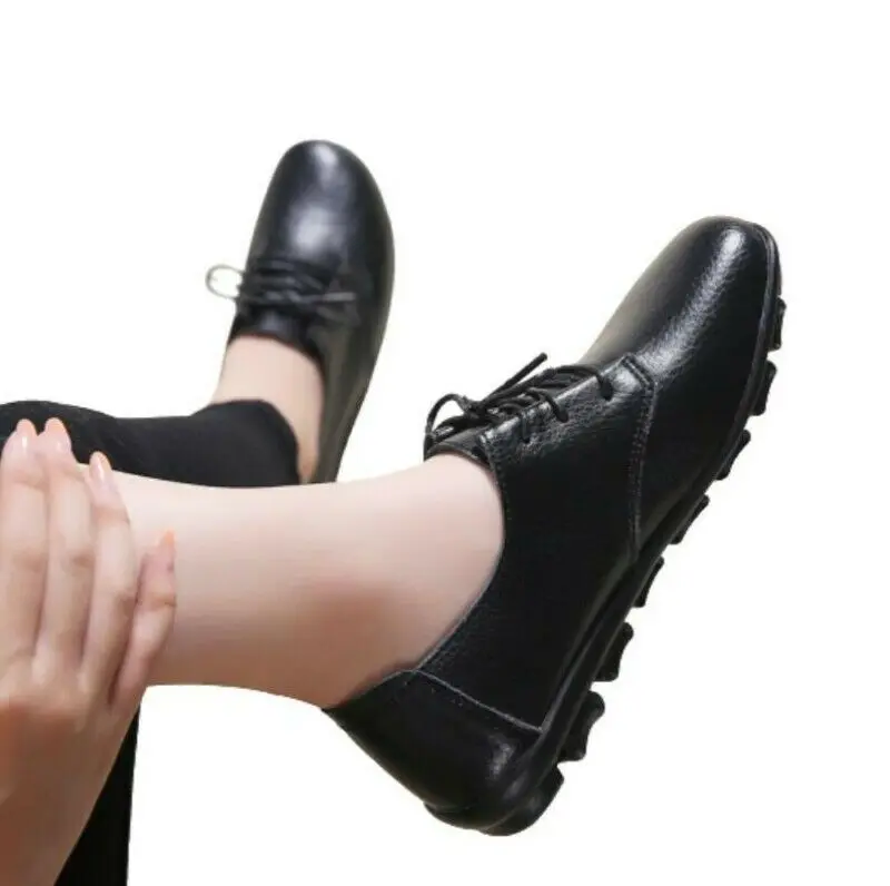 

Classic Women Comfort Office Work OL Flats Non-slip Lace Ups Shoes 35/41