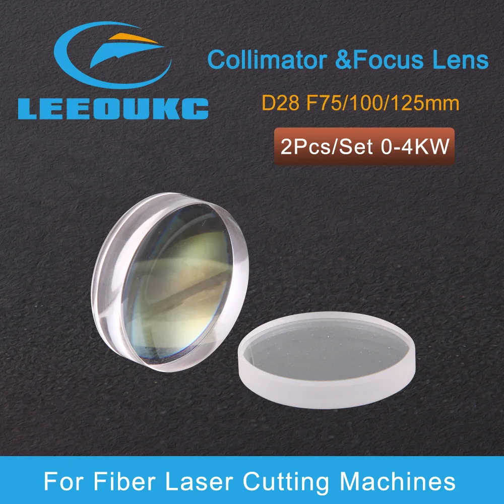 

LEEOUKC Collimator & Focus Lens D28 F75/F100/F125 2Pcs/Set for Raytools Fiber Laser Cutting Head BT210S/BT230 BM109