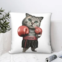 boxing cats t shirts square pillowcase cushion cover creative home decorative pillow case sofa nordic 4545cm