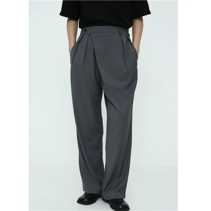 

Men's Wear 2021 New Autumn Solid Color Slim Casual Suit Wide Leg Pants For Male All-match Simple Trousers With Pockets