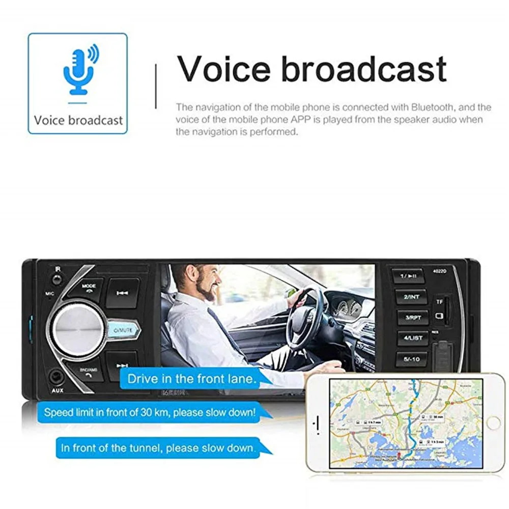 Автомагнитола 1 Din 4022D с поддержкой камеры заднего вида и Bluetooth|Автомобильные
