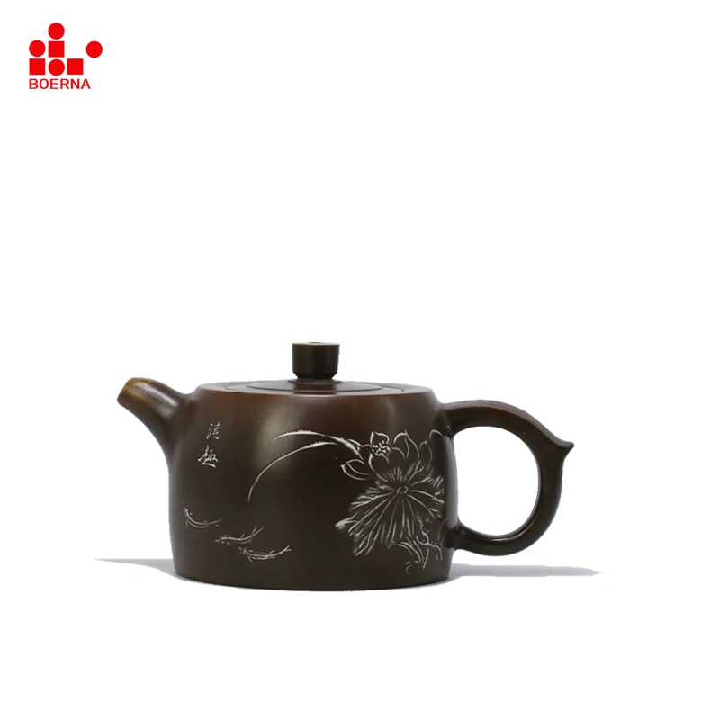 

BOERNA Nixing Pottery Teapot No Yixing Hand-painted Design Longjin Tea Drinking Utensils Safe packing Holiday gift teaware 210ml