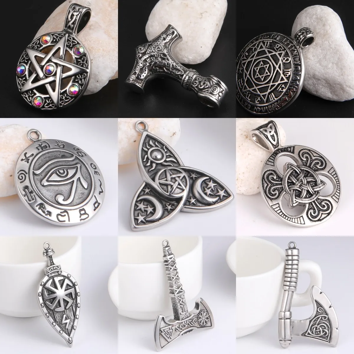 

Supernatural Star of David Zodiac Constellation Men's Pendant Necklace Vintage Stainless Steel Solomon Talisman Chain Jewelry