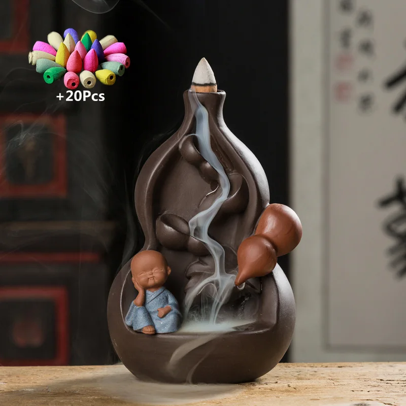 The Little Monk Zen Handmade Waterfall Backflow Incense Burner Cucurbit Home office Tea House Decorate Ceramic Fountain | Дом и сад