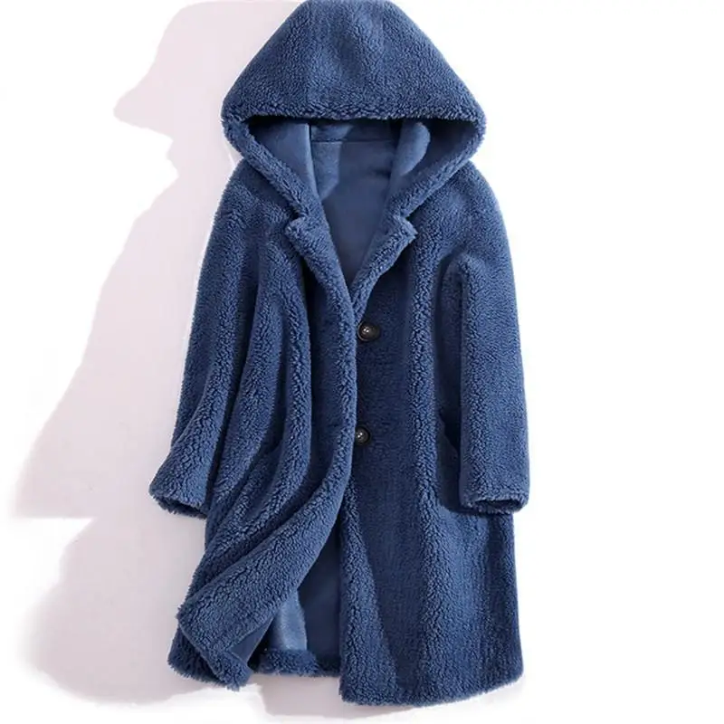 

High Quality Winter Thick Warm Hooded Shearing Coat Women Plus Size Loose Long Jacket Female Winter Coat Women Faux Fur Coat