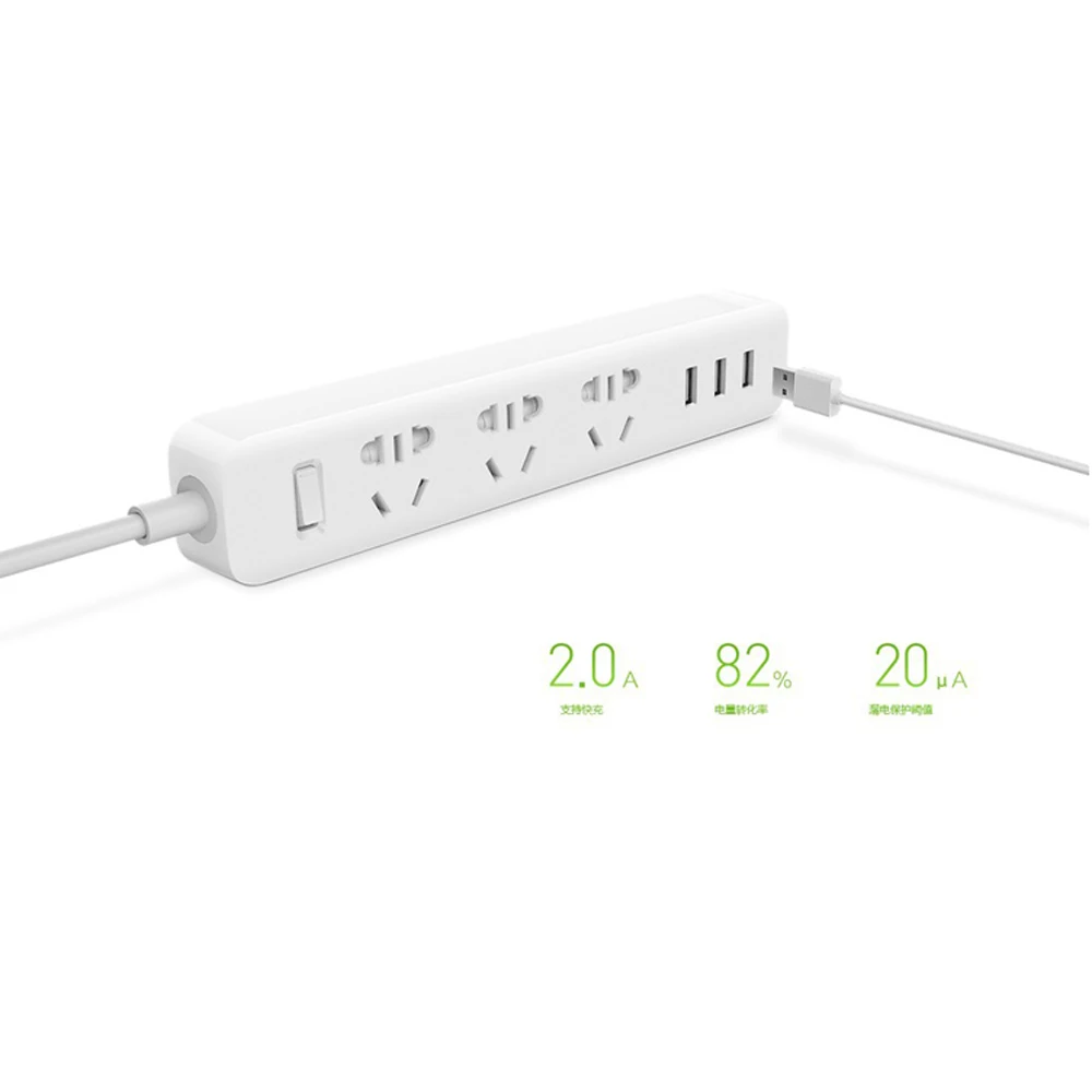 Оригинальный удлинитель питания xiaomi быстрая зарядка 3 USB с розеткой стандартная