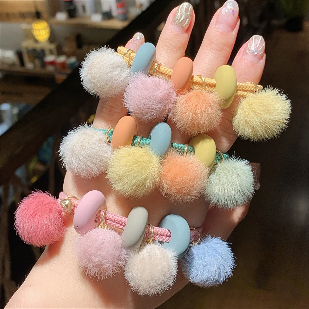 Милые эластичные резинки для волос с плюшевыми шариками эластичная резинка