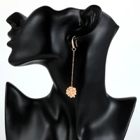trendy freshwater pearl long earrings for women boho flower statement korean girls wedding jewelry accessories bridesmaid gift