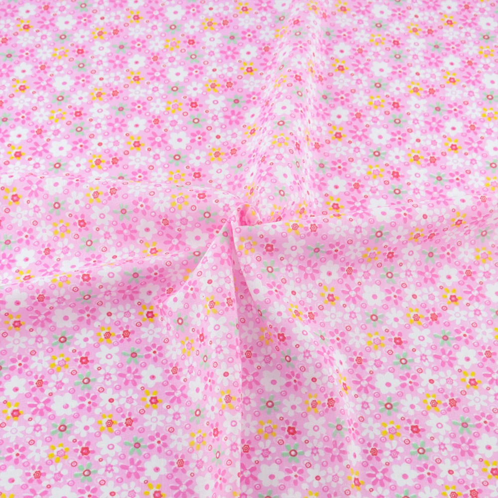 Ткань Tecido розовый маленький цветочный стиль шитье толстые четверть Ткани