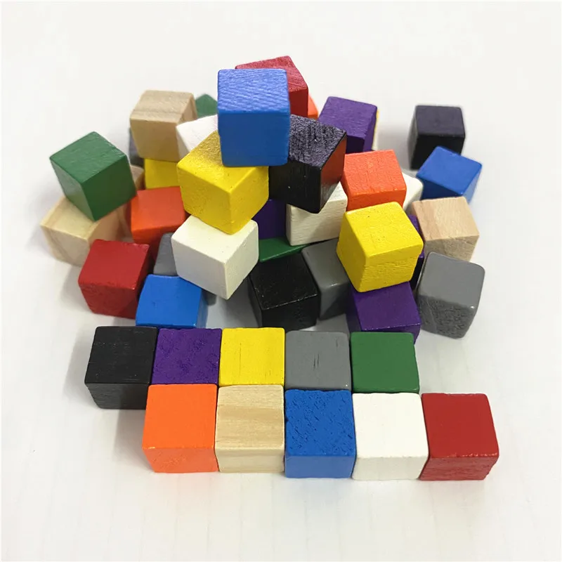 50 шт./лот 10 мм красочные деревянные игральные кости-кубики шахматные фигуры