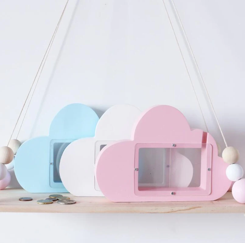 Деревянная Копилка облако для детской комнаты прозрачные декоративные