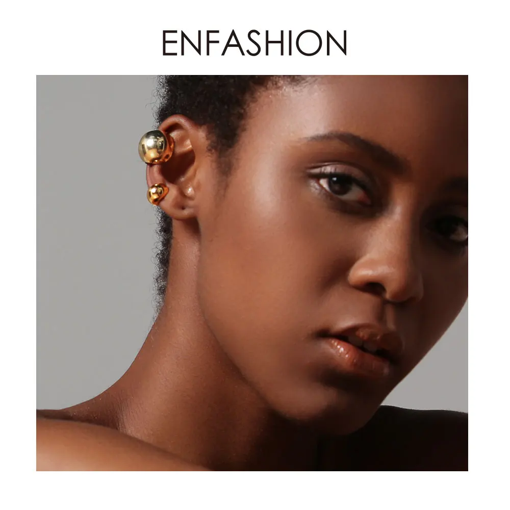ENFASHION/женские серьги-клипсы в стиле панк, с шариками, золотого цвета, в стиле рок, Горох, без пирсинга, женские серьги EC191038