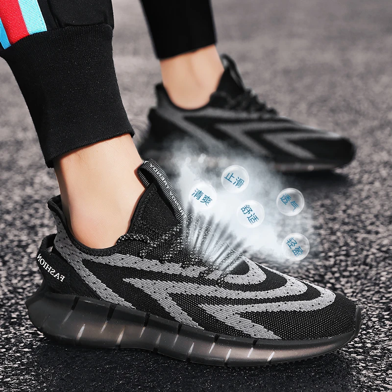 

Shoes Casual White Casual Shoes For Men Man Solid Fashion Knitting Sneaker Shoe Sneakers Comfortable Breathable Black
