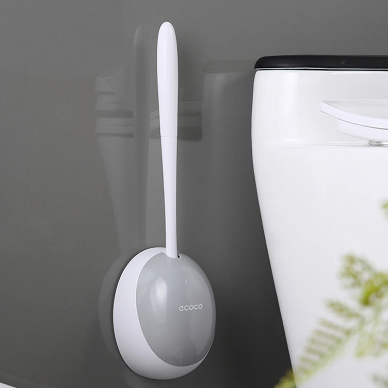 tpr brush head toilet brush no dead corners household wall mounted shelf wash squat toilet brush set creative bathroom silicone free global shipping