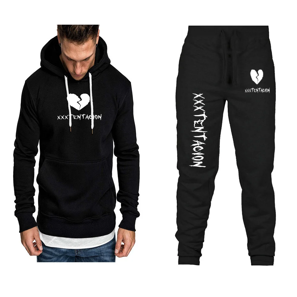 2019 мужской костюм толстовка + брюки из двух частей повседневная одежда мужская