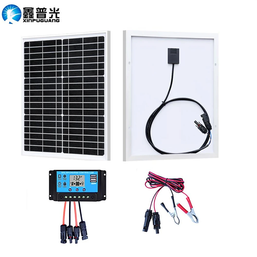 

18V 20W Glass Solar Panel Monocrystalline Silicon Rigid Glass Panel Solar Kit For Street Lamp RV Boat Water Pump Battery Charger