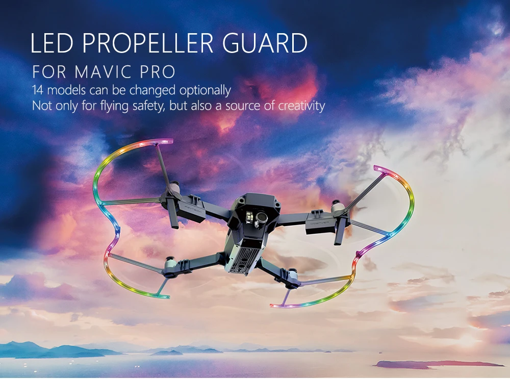 

PGYTECH LED Propeller Guard for DJI Mavic Pro Accessories 14 Lighting Mode Protective Propeller with LED Drone Parts