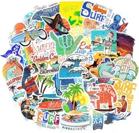 50pcs outdoor surfing sticker summer sports tropical beach surfing waterproof stickers to diy laptop suitcase car decal toys