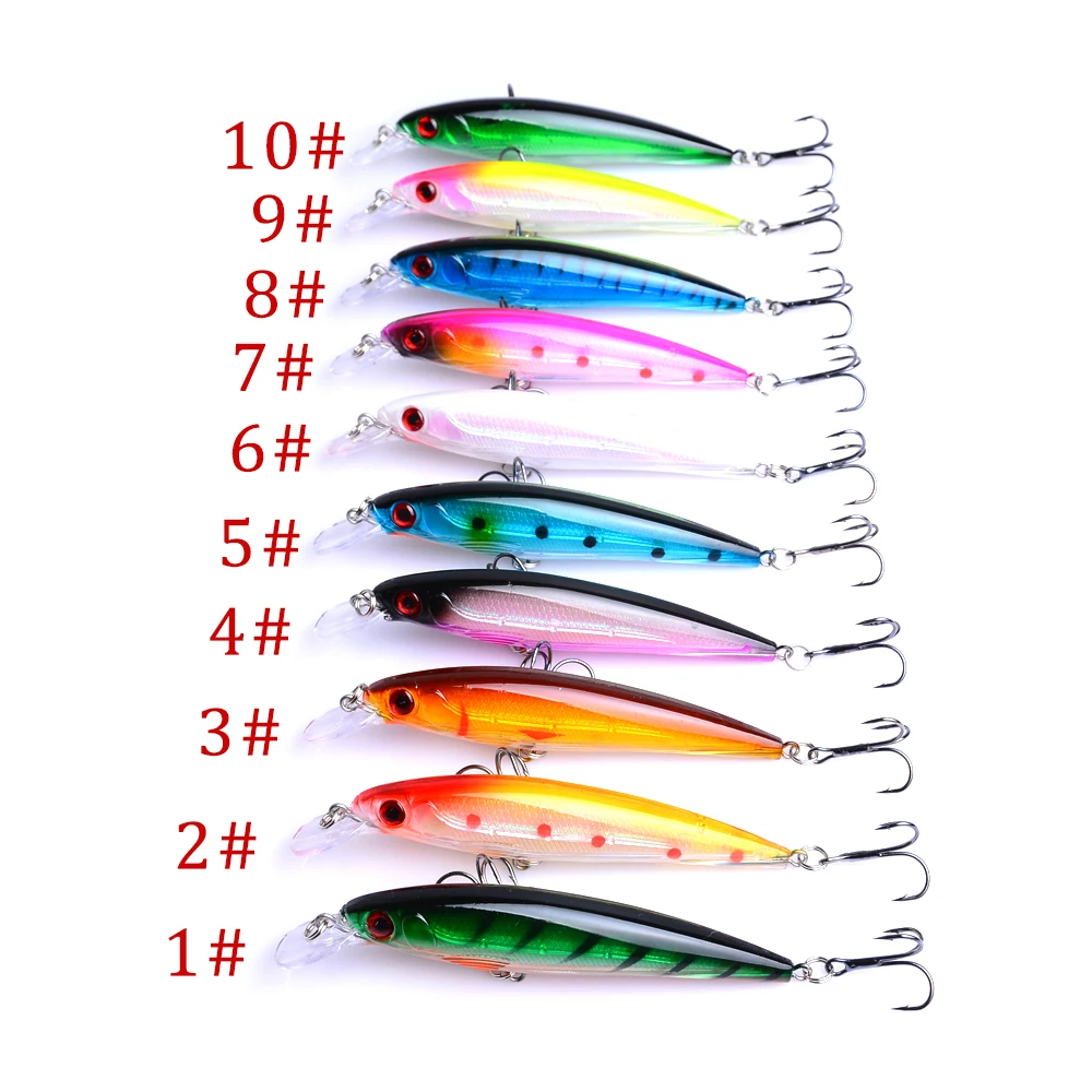 

10PCS Sinking Minnow Fishing Lure Laser Hard Artificial Bait 3D Eyes 11cm 13.4g Fishing Wobblers Crankbait Minnows