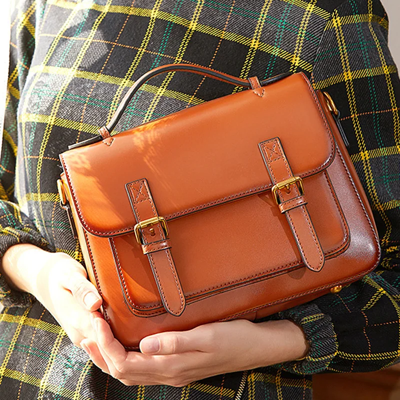 Сумка из натуральной кожи Повседневная маленькая сумка с клапаном сумки в стиле