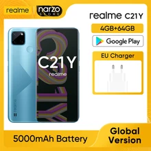 realme C21Y 4GB 64GB Global Version Smartphone Octa-core Processor 6.5 HD Large Display 5000mAh Battery 13MP AI Triple Camera
