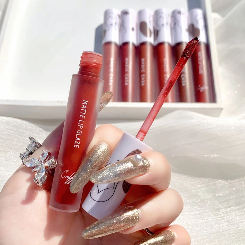 

Coffee Lip Glaze Matte Velvet Air Lightweight Lip Mud Long Lasting Lip Tint Not Easy To Lose Pigment Lip Gloss Makeup TSLM2