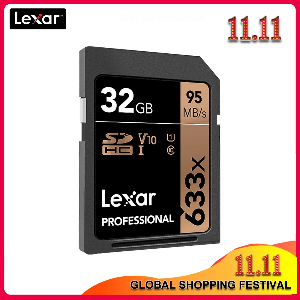 100% оригинал Lexar 633x32 Гб 64 класс 10 SD SDHC SDXC карта памяти на 128 ГБ 512G 95 МБ/с. для цифровых