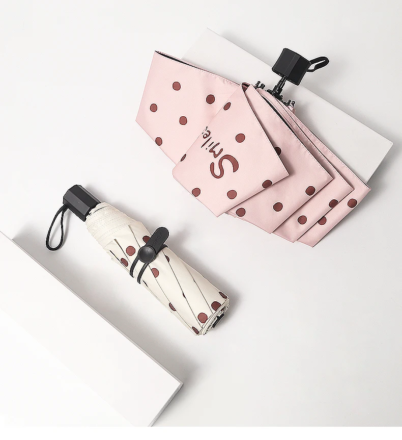 

Mini Umbrella Windproof anti-UV Protection Dot Printing Umbrella Portable Travel Rain Women Umbrella Pocket Children Umbrella