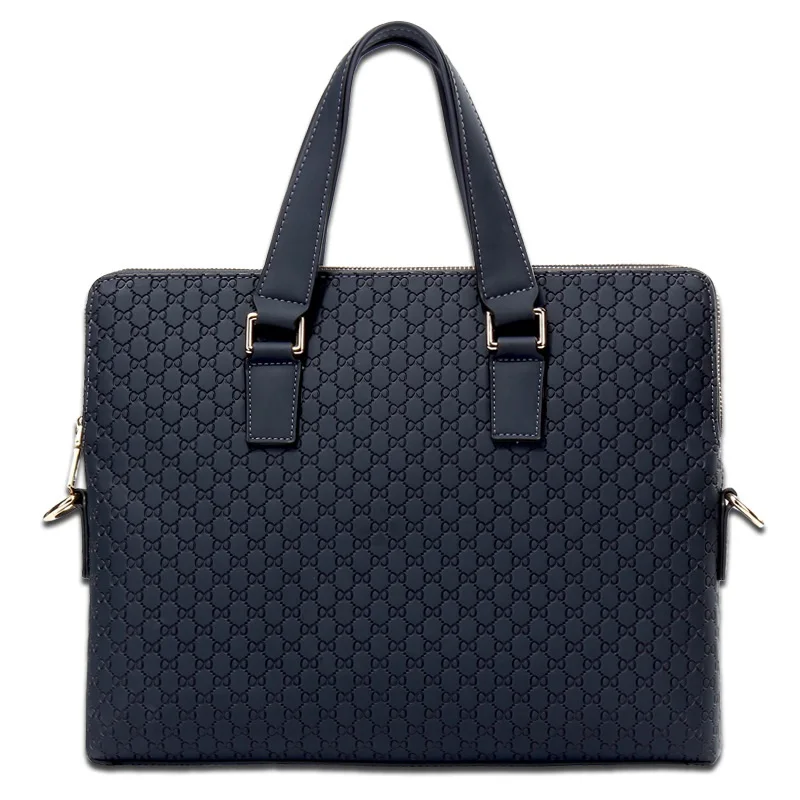 Male Business Briefcases Fashion Embossing Letters Brief Case Genuine Leather 14 Inches Laptop Bag Luxury Men's bag 2022 New