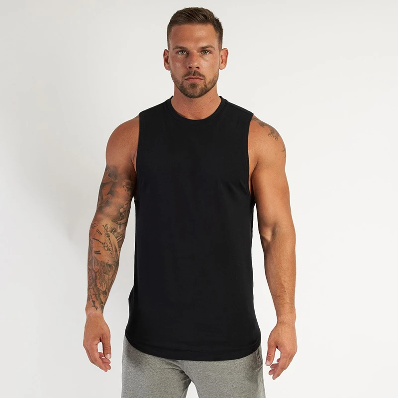 

Gym Vest Men Running Tank Top Bodybuilding Fitness Mens Cotton Workout Singlet Fashion O-Neck Sporting Muscle Sleeveless Shirt