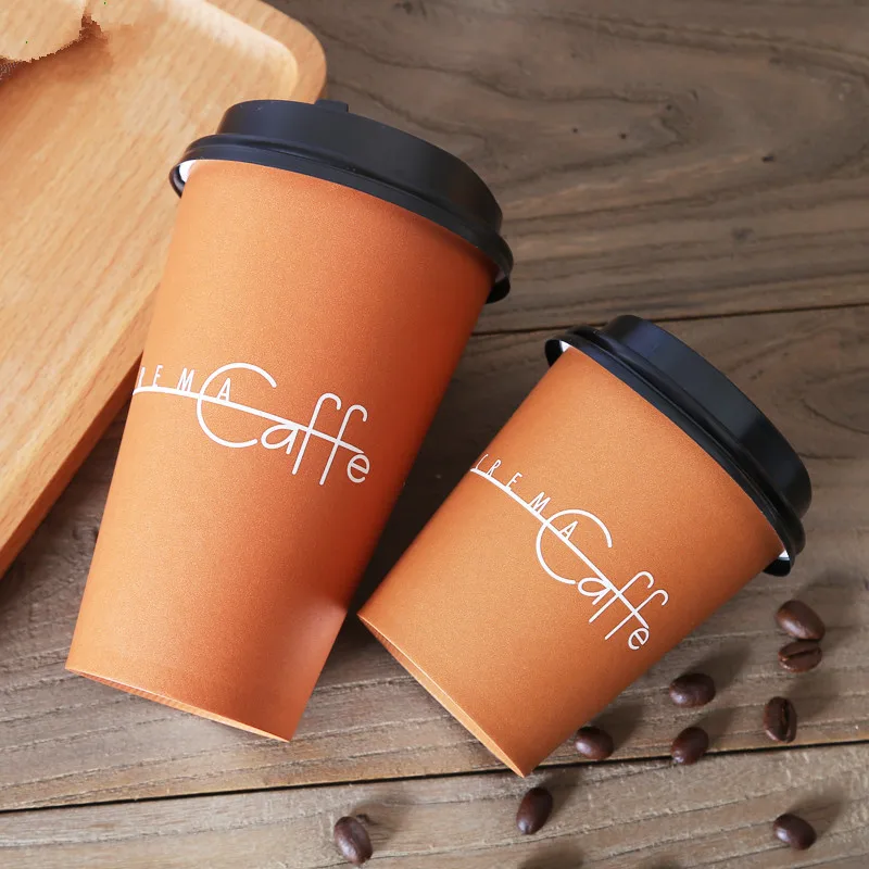 50pcs High quality thicken disposable coffee cup 8oz 12oz 16oz creative birthday party espresso cafe drink paper cups with lid | Дом и сад