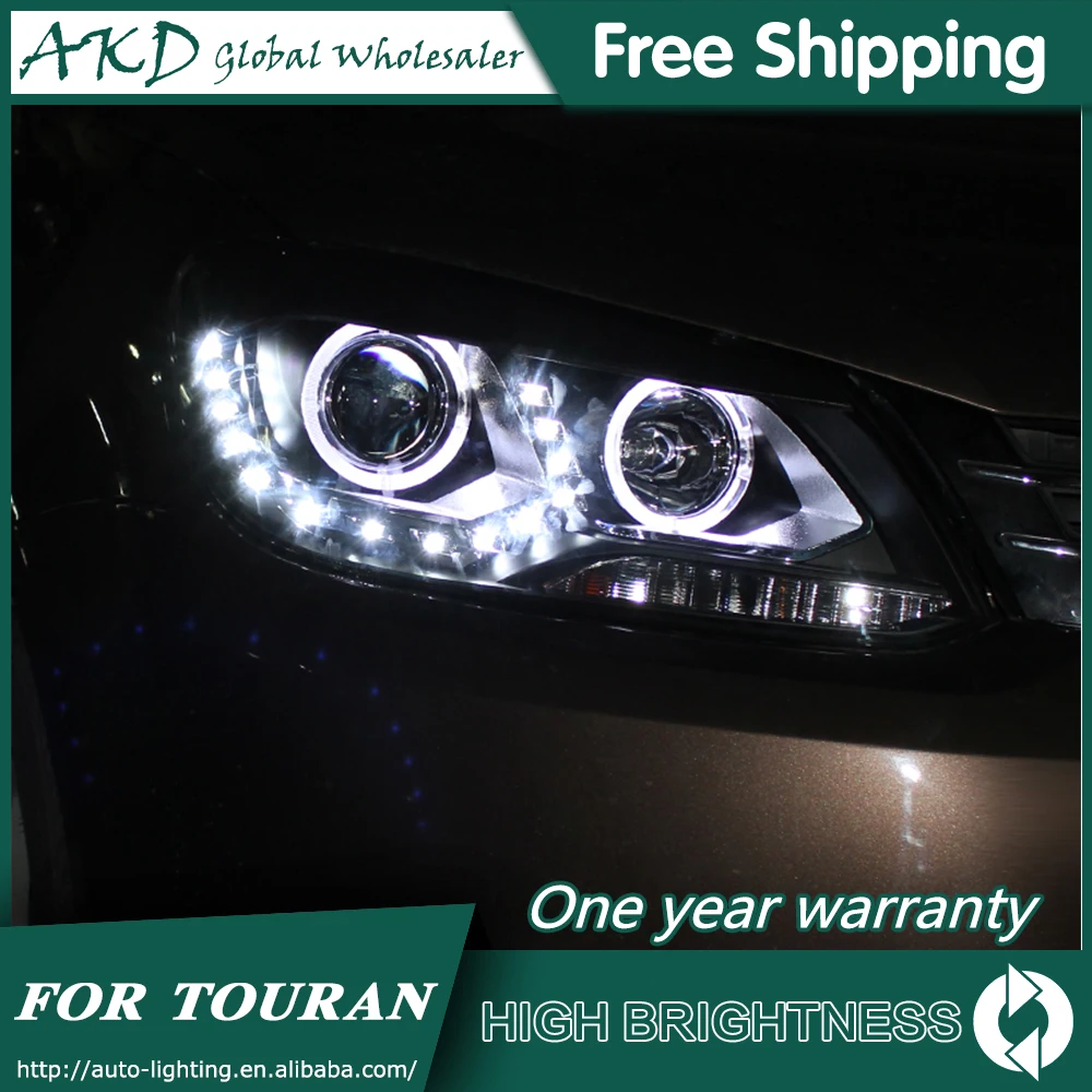 AKD автомобильный Стайлинг для VW Touran фары 2010- Touran светодиодный фары DRL Биксеноновые линзы Высокий Низкий луч парковка противотуманные фары