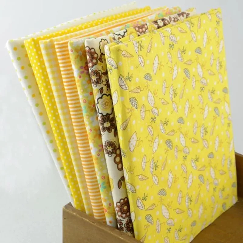 Booksew 50 см x Φ Смешанная &quotярко желтая&quot хлопчатобумажная ткань 7 видов