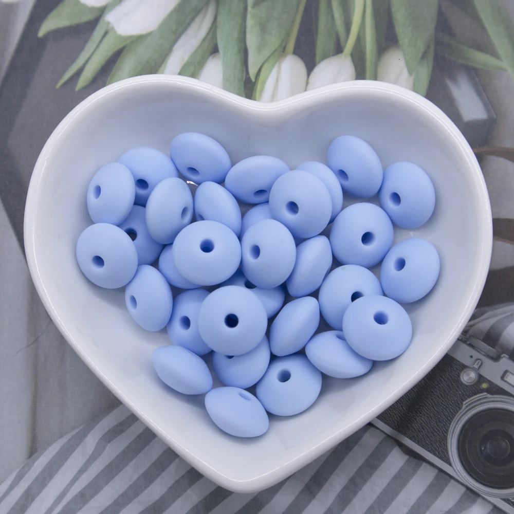 60pc Baby Teether Silicone Teethers BPA Free Abacus Lentils Beads Silicone Beads Baby Teething Nursing Pacifier Clip Accessories - Цвет: 60pc BD020-30
