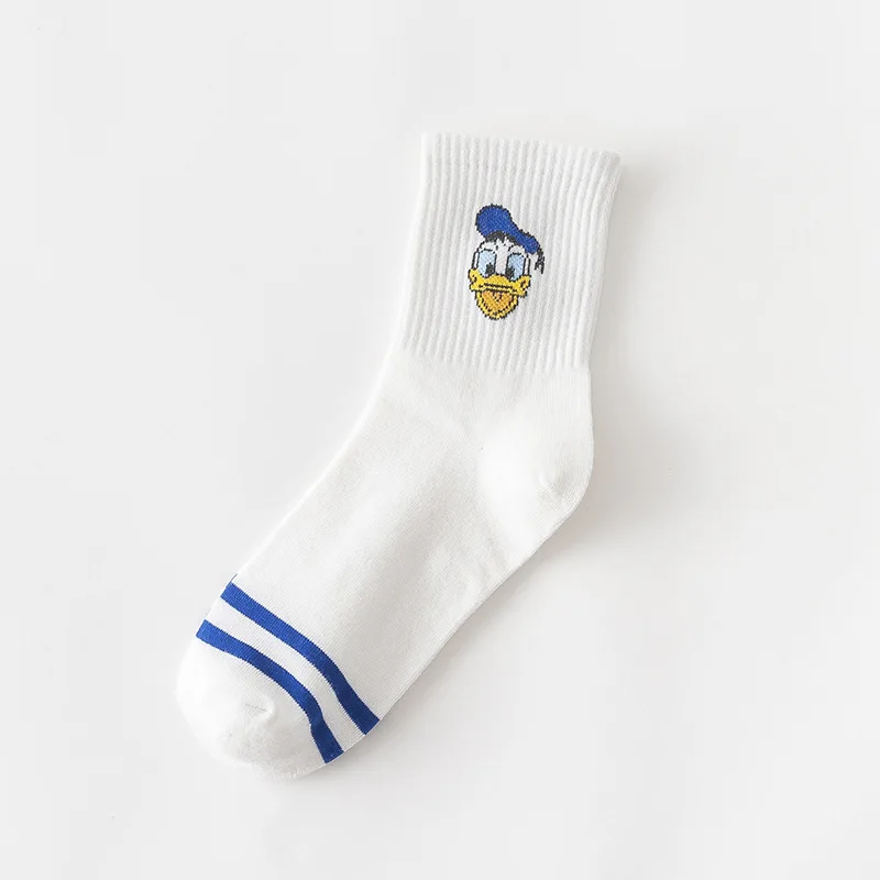 blue Duck Новые модные милые женские Мультяшные носки с Микки Маусом, спортивные носки, женские забавные весенние и осенние носки, Хлопковые женские полосатые носки - Цвет: blue Duck
