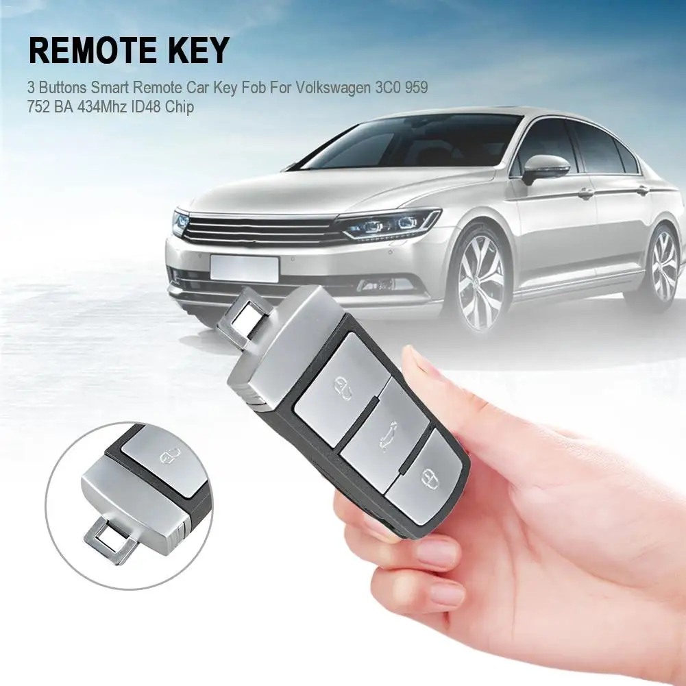 3 кнопки умный дистанционный ключ брелок от машины замена для Volkswagen 3C0 959 752 BA 434Mhz