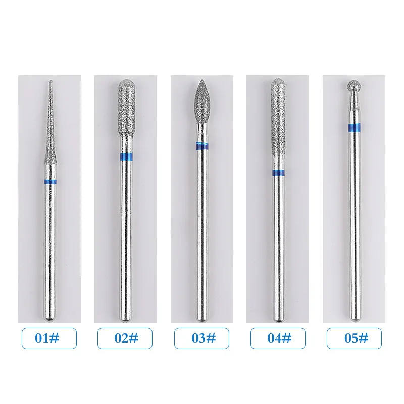 

5Pcs Diamond Nail Drill Bit Set, 3/32'' (2.35mm) Professional Cuticle Nail Drill Bits Kit for Acrylic Gel Nails