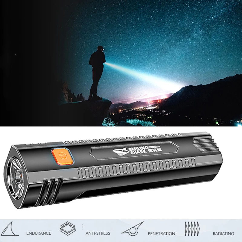 

Портативный фонарик 2 в 1 с внешним аккумулятором и зарядкой от USB, светодиодный фонарик из АБС-пластика, портативный маленький фонафонарь дл...