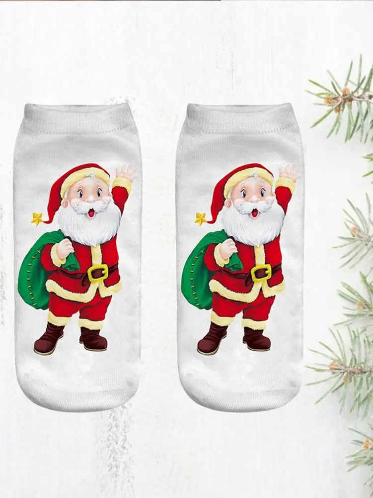 1 пара нейтральный рождественские носки серии хлопок 3D с принтом в виде