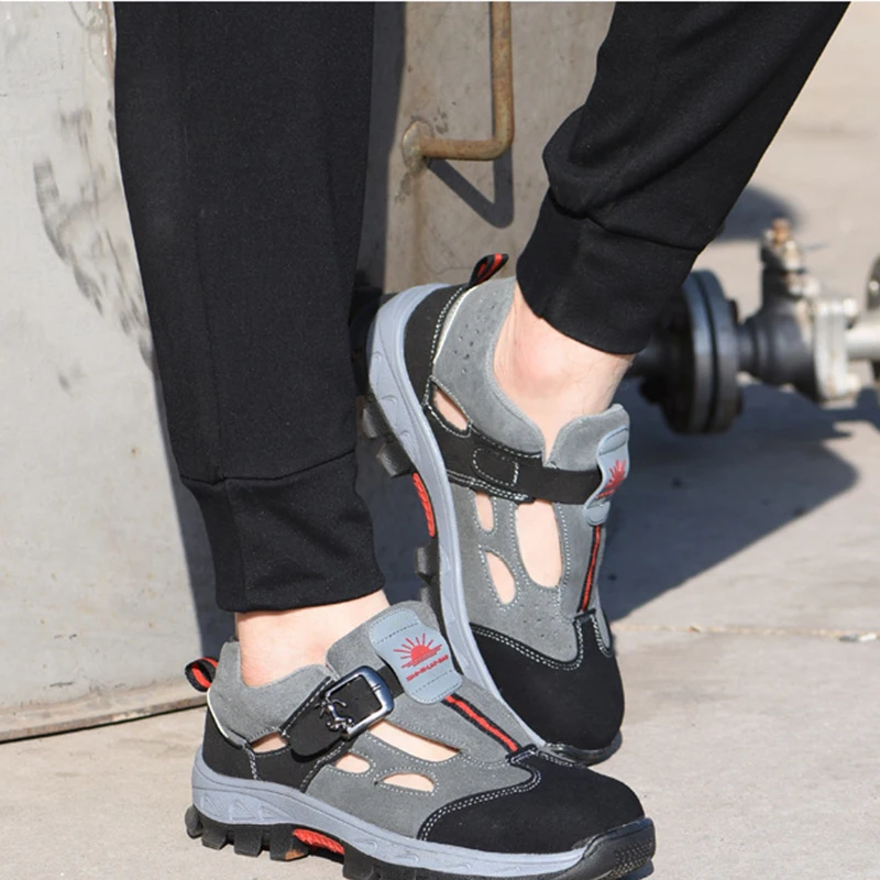 Мужские повседневные кроссовки воздухопроницаемые рабочие ботинки со стальным